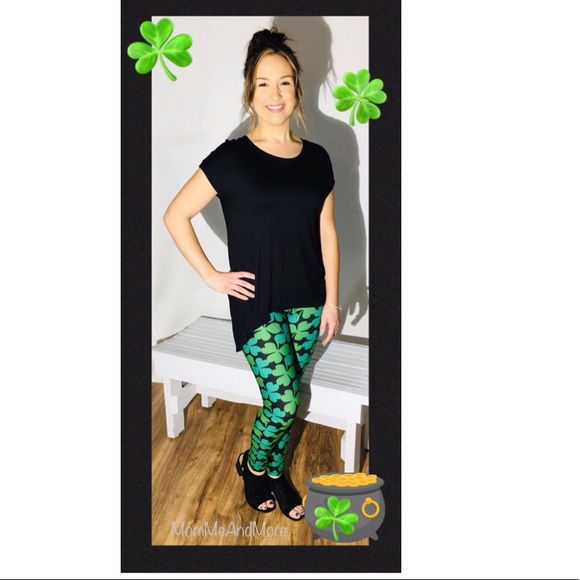 OS NEW Womens Shamrock Clover St Patrick Day Leggings Yoga Pants Tights - Picture 3 of 9